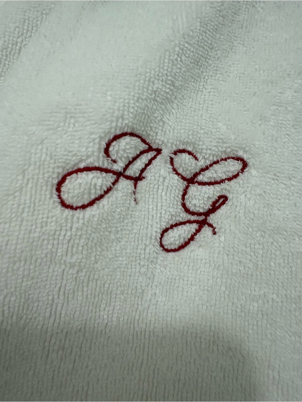 Crate&Barrel White Terry Robe with Pink Embroidered Monogram AG - Picture 4 of 5